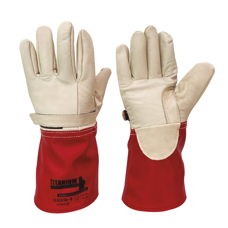 Guantes protectores en cuero Clase 0-00 manga PVC