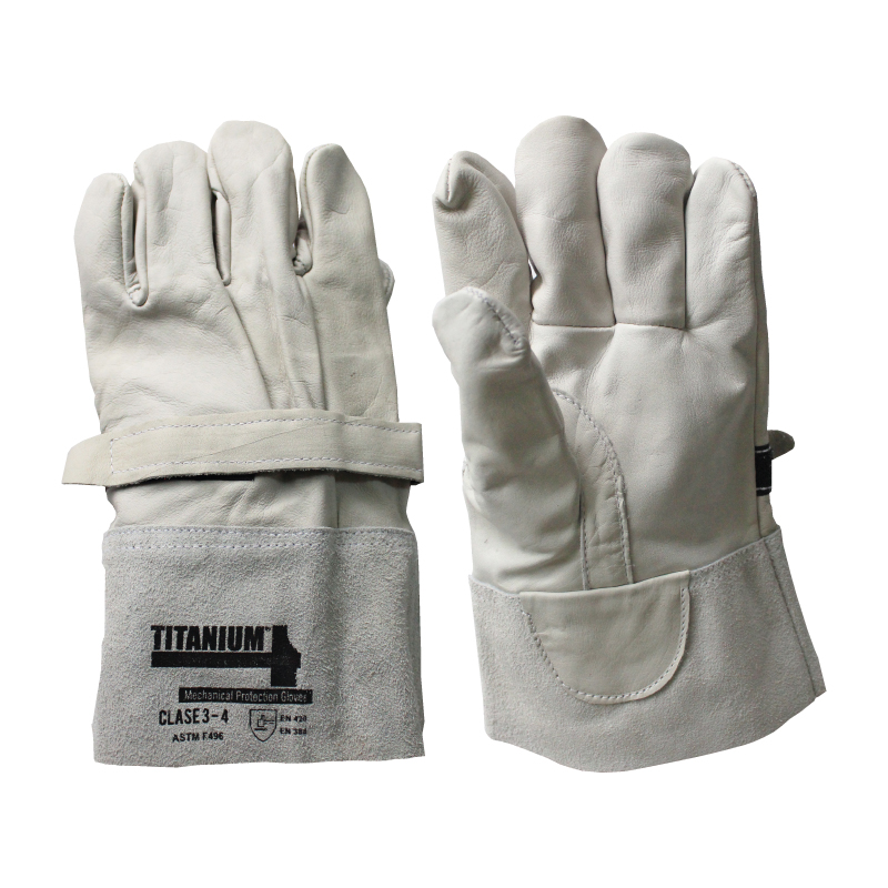 Guantes protectores en cuero Clase 3-4 manga Carnaza